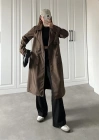 Stradi Model Kahve Astarlı Uzun Trençkot