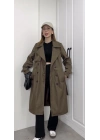 Stradi Model Kahve Astarlı Uzun Trençkot