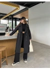 Stradi Model Siyah Astarlı Uzun Trençkot