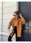 Taba Renk Oversize Kadife Gömlek