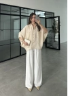 Taş Oversize V Yaka Gömlek
