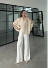 Taş Oversize V Yaka Gömlek
