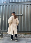 Taş Renk Oversize Astarlı Trençkot