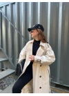 Taş Renk Oversize Astarlı Trençkot