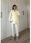 Tasarım Kuşaklı Sarı Kimono Gömlek