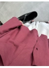 Tek Cepli Keten Oversize Bordo Gömlek