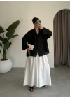 Tek Cepli Keten Oversize Siyah Gömlek