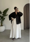 Tek Cepli Keten Oversize Siyah Gömlek