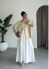 Tek Cepli Keten Oversize Taş Gömlek