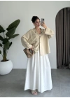 Tek Cepli Keten Oversize Taş Gömlek