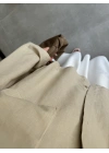 Tek Cepli Keten Oversize Taş Gömlek