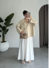 Tek Cepli Keten Oversize Taş Gömlek