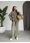 Tek Düğme Oversize Tensel Haki Takım