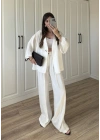Tek Düğmeli Oversize Beyaz Gömlek Takım