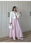 Tensel Beli Lastikli Açık Pembe Etek
