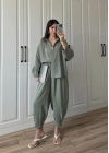 Tensel Kumaş Haki Şalvar Takım