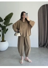 Tensel Oversize Haki Şalvar Takım