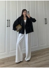 Tensel Oversize Siyah Kısa Trençkot