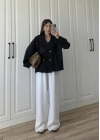 Tensel Oversize Siyah Kısa Trençkot