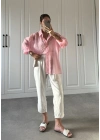 Transparan Pembe Oversize Gömlek