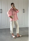 Transparan Pembe Oversize Gömlek
