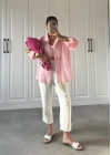 Transparan Pembe Oversize Gömlek
