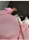 Transparan Pembe Oversize Gömlek