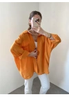 Turuncu Oversize Tensel Gömlek