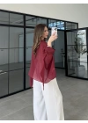 Uçuşan Pelerin Bordo Tül Bluz