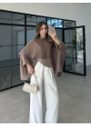 Uçuşan Pelerin Bronz Tül Bluz