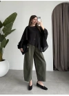 Uçuşan Pelerin Siyah Tül Bluz
