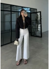 Vatkalı Astarlı Siyah Crop Ceket