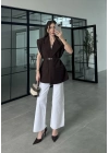 Vatkalı Kemerli Kahve Premium Yelek