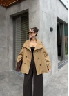 Venna Dik Yaka Kruvaze Camel Trençkot