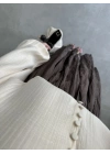 Viona Balonkol Düğme Detaylı Bej Gömlek