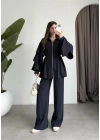 Volan Kol Detaylı Lacivert Takım