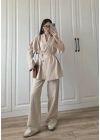 Vool Ham Keten Bej Kimono Takım