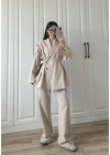 Vool Ham Keten Bej Kimono Takım