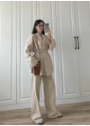 Vool Ham Keten Bej Kimono Takım