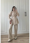 Vool Ham Keten Bej Kimono Takım