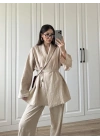 Vool Ham Keten Bej Kimono Takım
