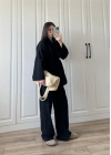 Vool Ham Keten Siyah Kimono Takım