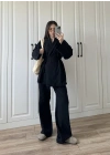 Vool Ham Keten Siyah Kimono Takım