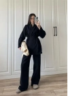 Vool Ham Keten Siyah Kimono Takım