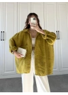 Yağ Yeşili Oversize Tensel Gömlek