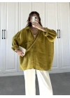 Yağ Yeşili Oversize Tensel Gömlek