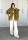 Yağ Yeşili Oversize Tensel Gömlek