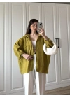 Yağ Yeşili Oversize Tensel Gömlek