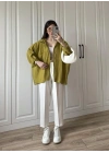 Yağ Yeşili Oversize Tensel Gömlek