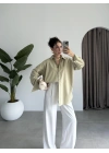 Yale Oversize Poplin Açık Haki Gömlek